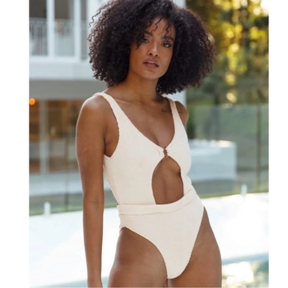 Lounge Underwear Swim Lounge Swim Cream Knitted One Piece Swimsuit
